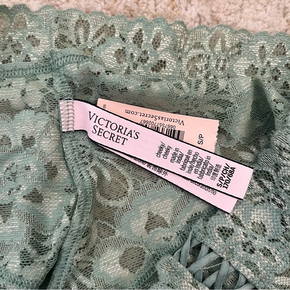 [NWT] Victoria’s Secret Lace-Up Lacie Cheeky Panty Seasalt Green Small - Picture 8 of 8